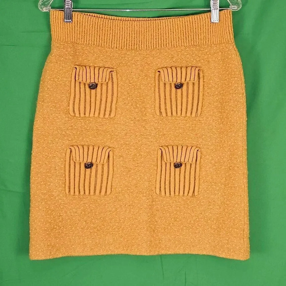 Moth Anthropologie Womens Mustard Yellow Sweater Pencil‎ Skirt Medium - Picture 1 of 5
